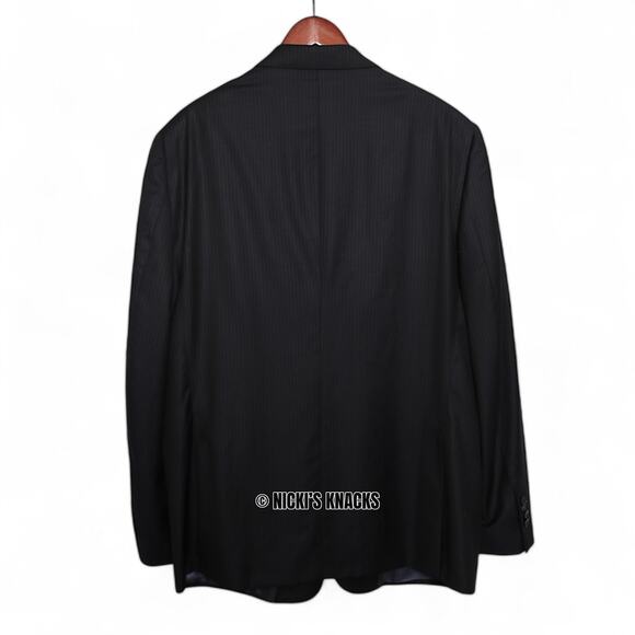 Massimo Dutti Super 130s Wool Navy Pinstripe Blazer Jacket Italian Size 58 - Picture 4 of 12